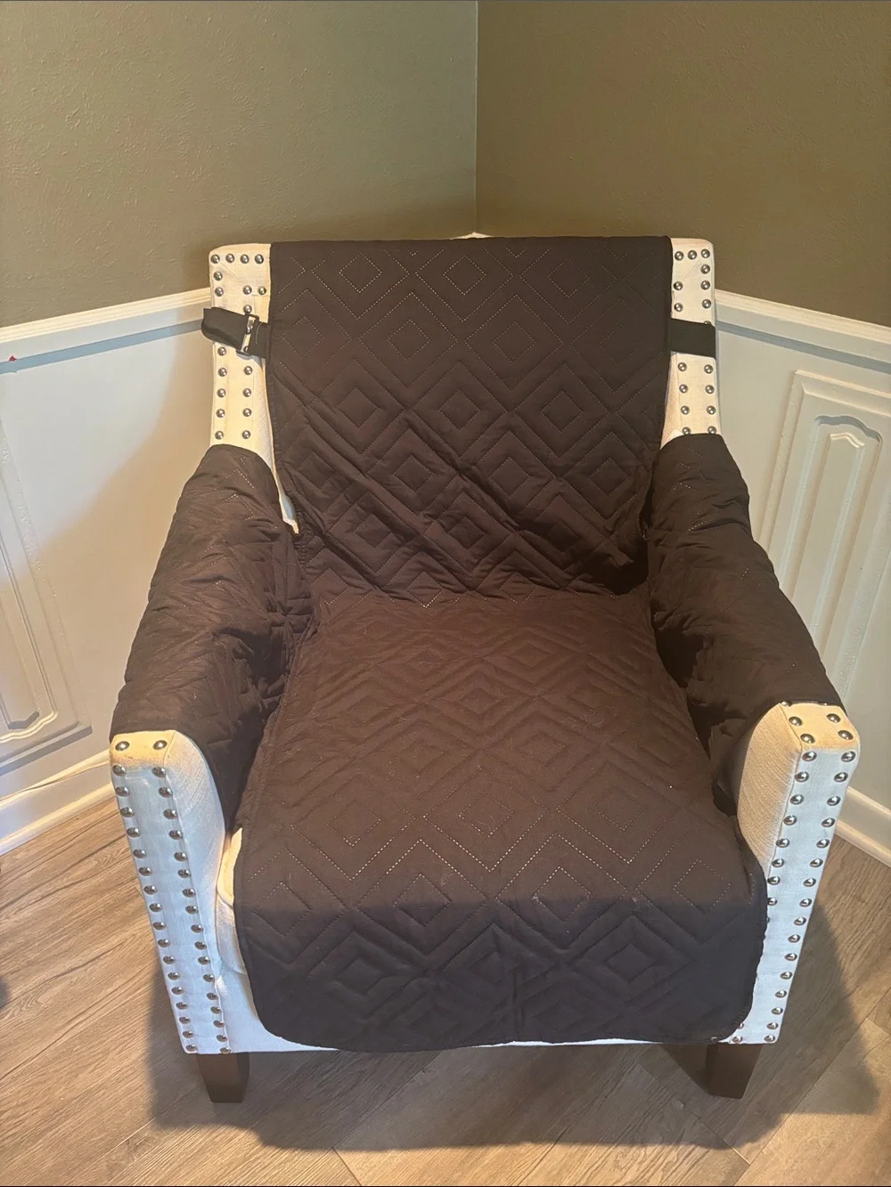 Quilted Black Armchair Protector Slipcover